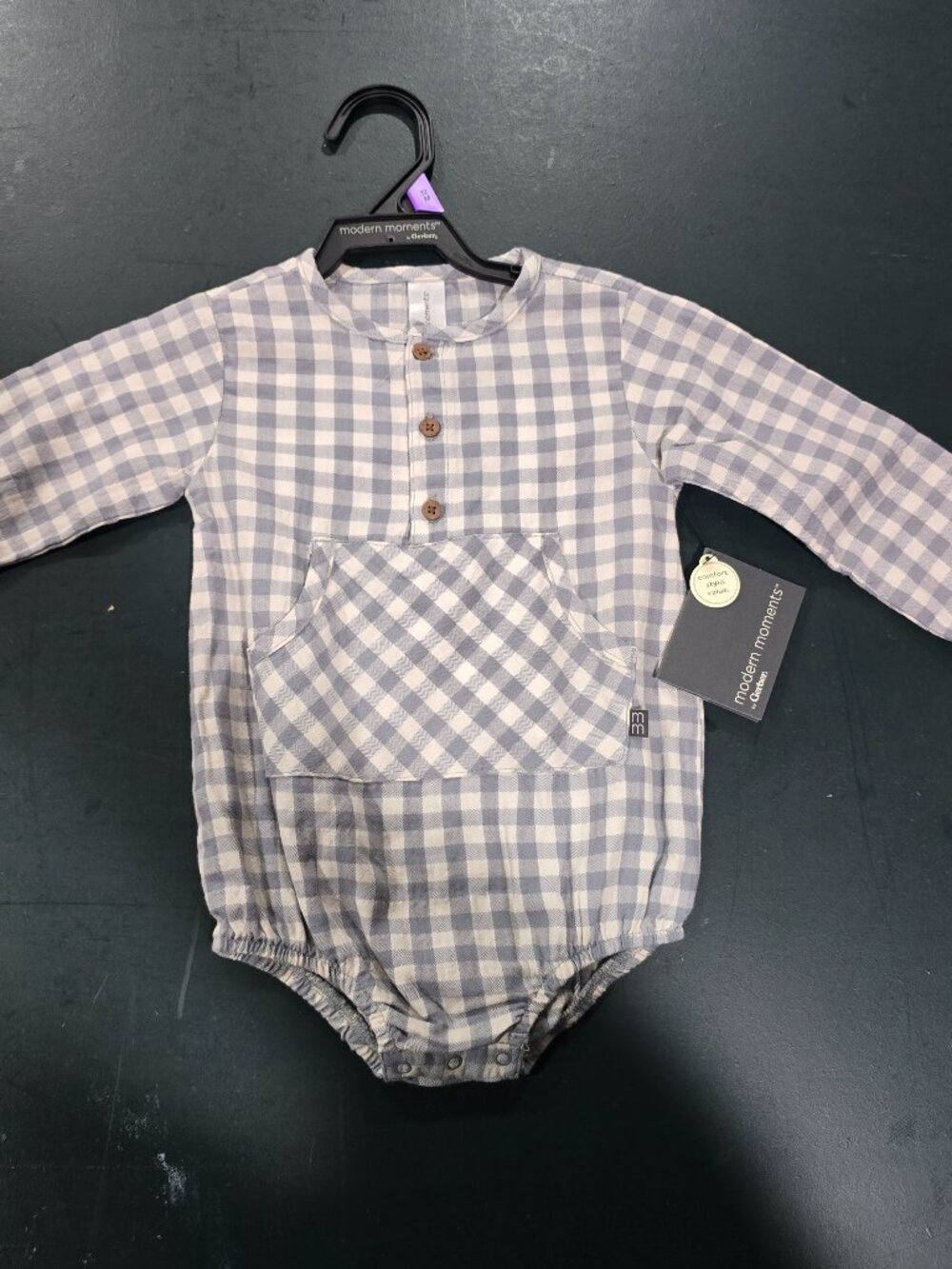 NWT Modern Moments by Gerber Gingham Bubble Romper 12M Blue Plaid Baby Outfit